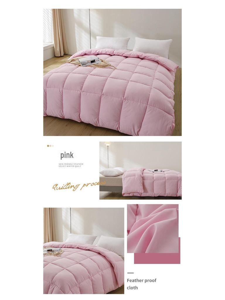 Pure Cotton Winter Feather Silk Quilt - Double & Single Sizes for Hotel or Dorm Use