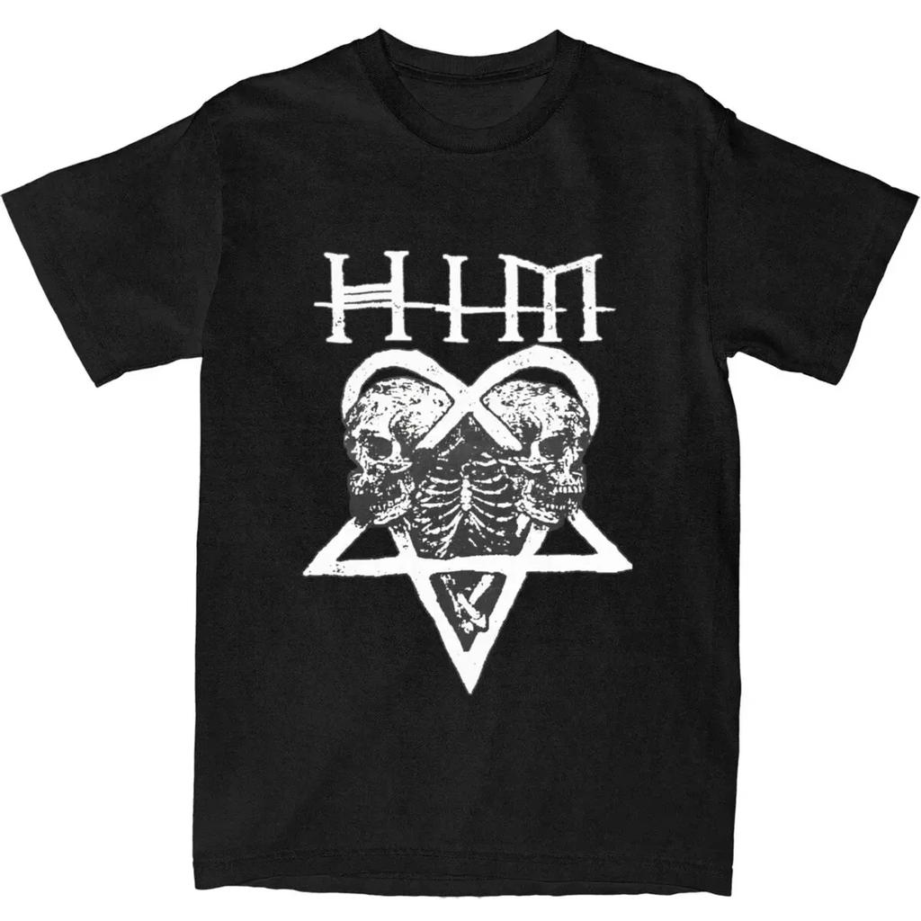 Him Band Ville Valo Heartagram Love Metal T-Shirt Summer Streetwear T-Shirts Trending Tshirt for Women Short-Sleeved Tees