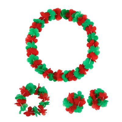 4 Stück/Set Hawaiianische Künstliche Blumen Leis Halskette Girlande Stirnband Hochzeit Geburtstag Strand Tropische Party Dekoration