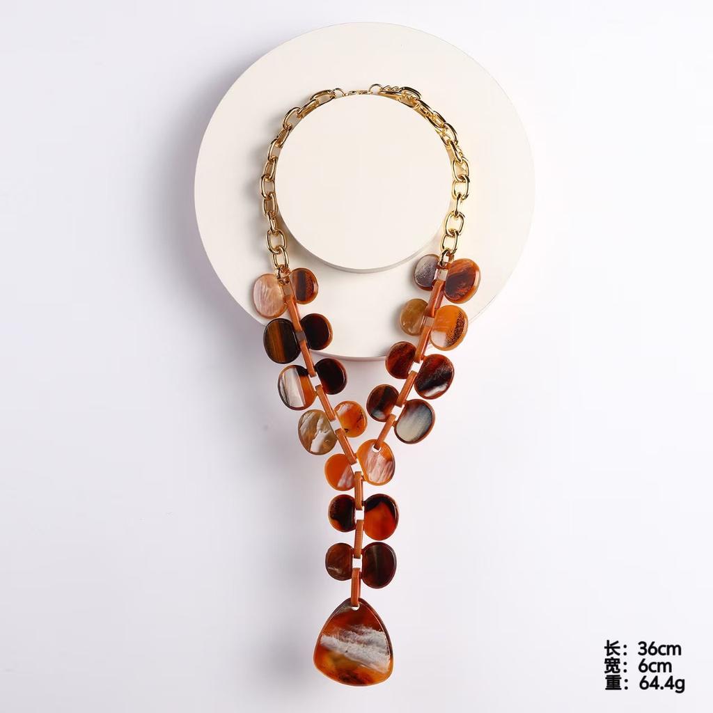 Trendy High Quality Colorful Acrylic Resin Big Long Necklace For Women Party Holiday Jewelry Exaggerated Choker