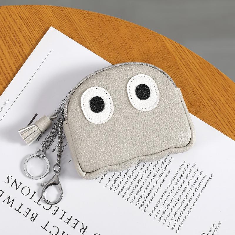 Cute Cartoon Ghost Coin Purse PU Leather Zipper Wallet Mini Keychain Pouch Small Change Purse for Women Girls
