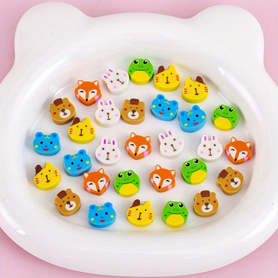 120/240pcs Mini Cartoon Rubber Fruit Animal Cake Shape Cute Erasers Stationery Praise Kids Gifts School Office Supplies JXB
