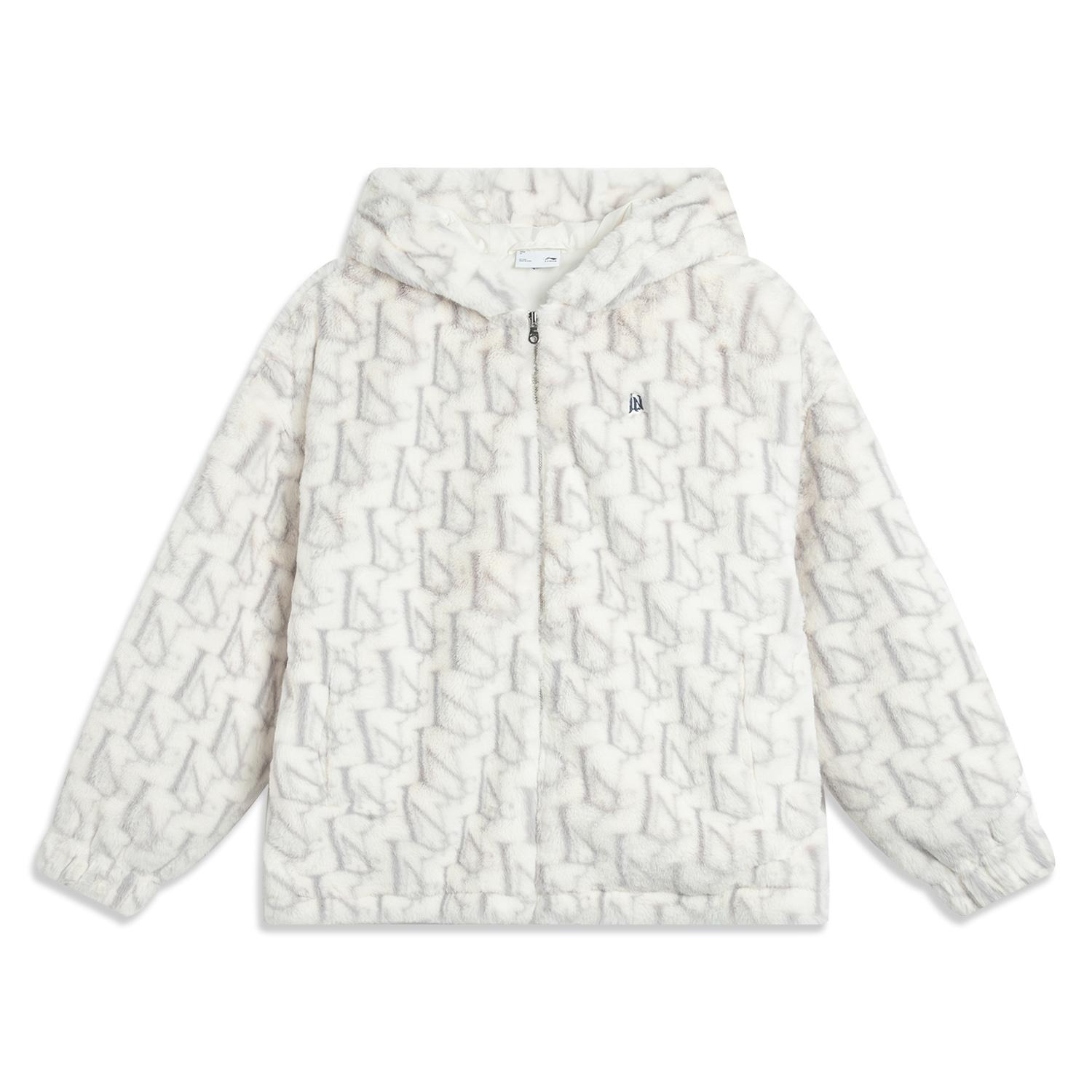 

Li-Ning Женская повседневная свободная плюшевая куртка с капюшоном и молнией с полной запечаткой AFDVE66-4 XXL