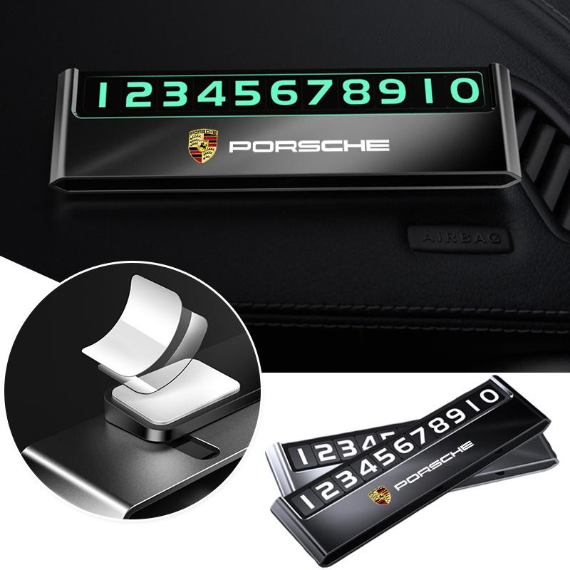 AIHQR1 Temporary Car Parking Card Phone Number Holder Telephone Number Plate For Porsche Cayenne GTS Panamera Carrera GT3 Sticker