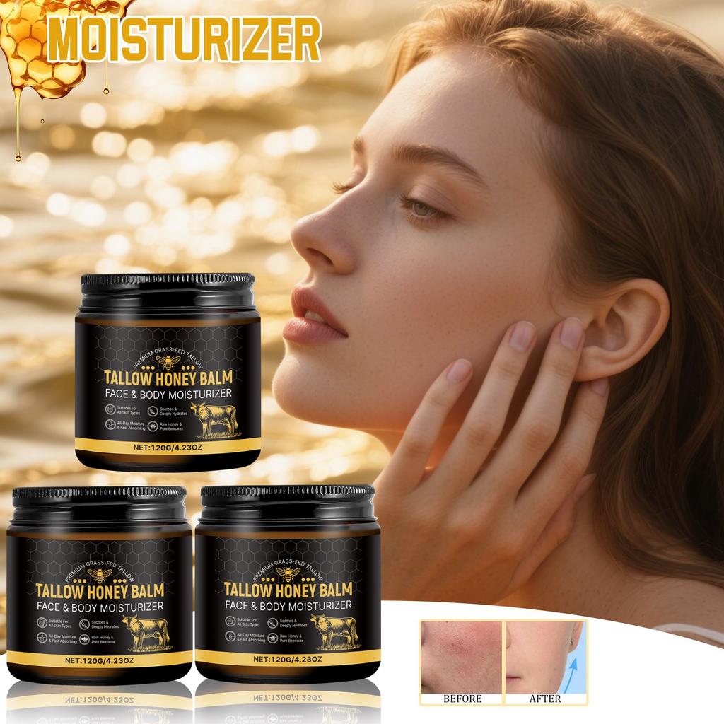 Feuchtigkeitscreme mit Talg, feuchtigkeitsspendender Talgbalsam mit Honig und Bienenwachs, Feuchtigkeitscreme für Körper und Gesicht(1 Stück)