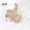 Women Bird Jewelry Rhinestone Hummingbird Brooch, Flying Lapel Pin, Golden Plated Accessory for Clothing Scarf Hat Polished Alloy Brooch