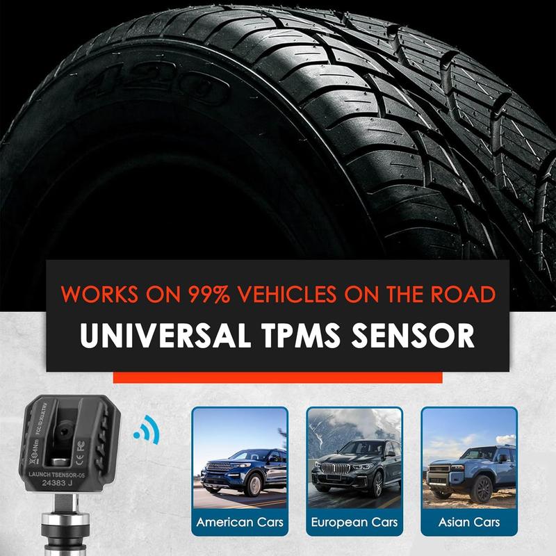 LAUNCH X431 TSENSOR-05 Univerzální TPMS senzor 315MHz/433MHz Duální frekvence Nastavitelný úhel Gumový ventil Monitor tlaku v pneumatikách