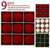 9Pcs Flocking Hanging Christmas Balls Embossed Festive Hanging Decorations  Home Mantel Decoration
