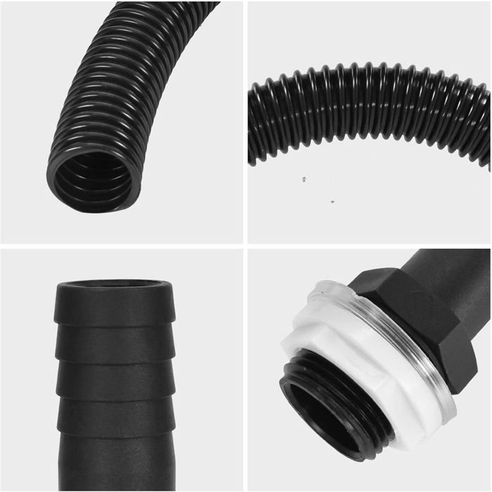 Kit raccordement citerne pluviale tuyau ondulé 25 mm 50 cm + 2 embouts, écrous et rondelles