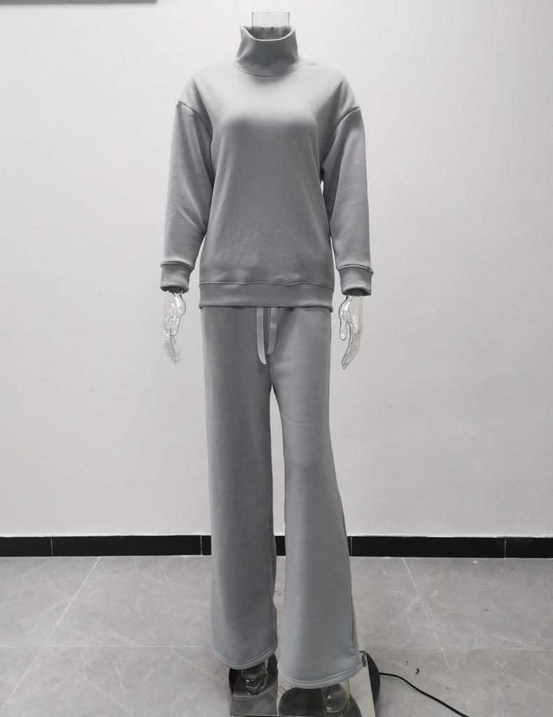 Autumn/Winter European & American Women's Knit Lace-up Casual Two-Piece Set