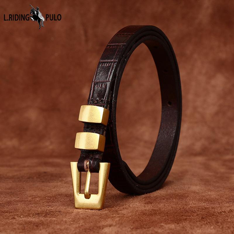 Тонкий ремень из чистой воловьей кожи для женщин с платьем. Универсальная модная юбка в стиле Ins с узором под крокодила. Ремень из натуральной кожи для женщин.