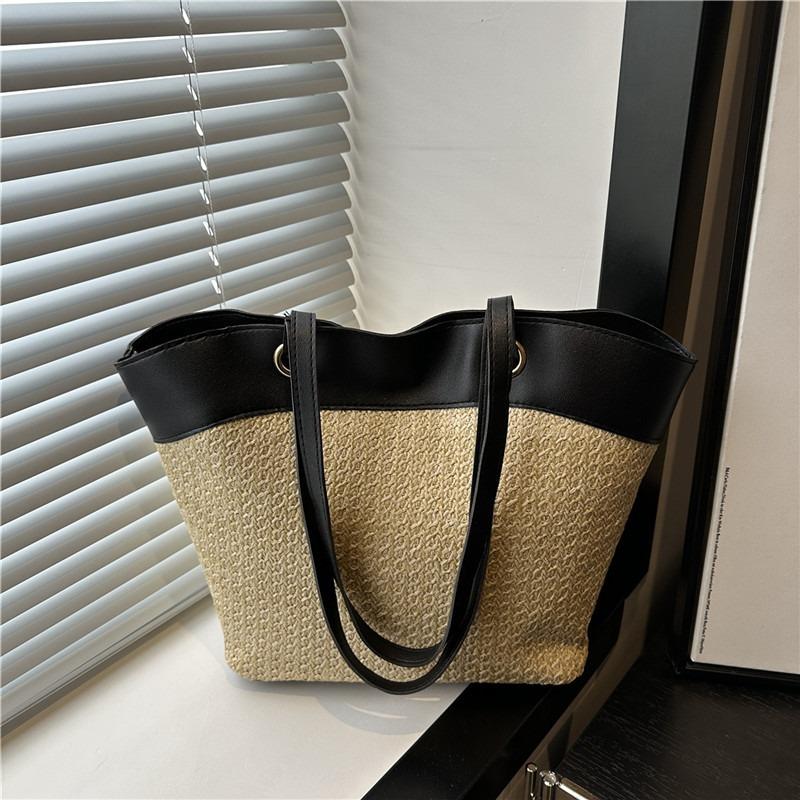 Large capacity casual woven bag women's summer straw bag seaside vacation beach bag versatile commuter shoulder bag