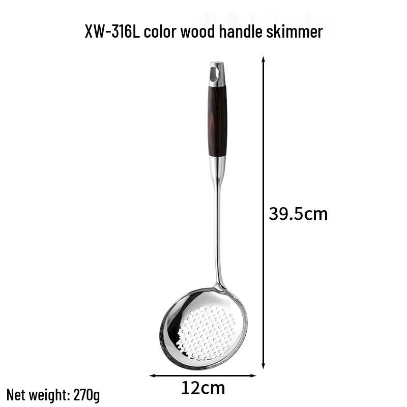 

ZISIZ Stainless Steel Slotted Spoon with Colored Wood Handle