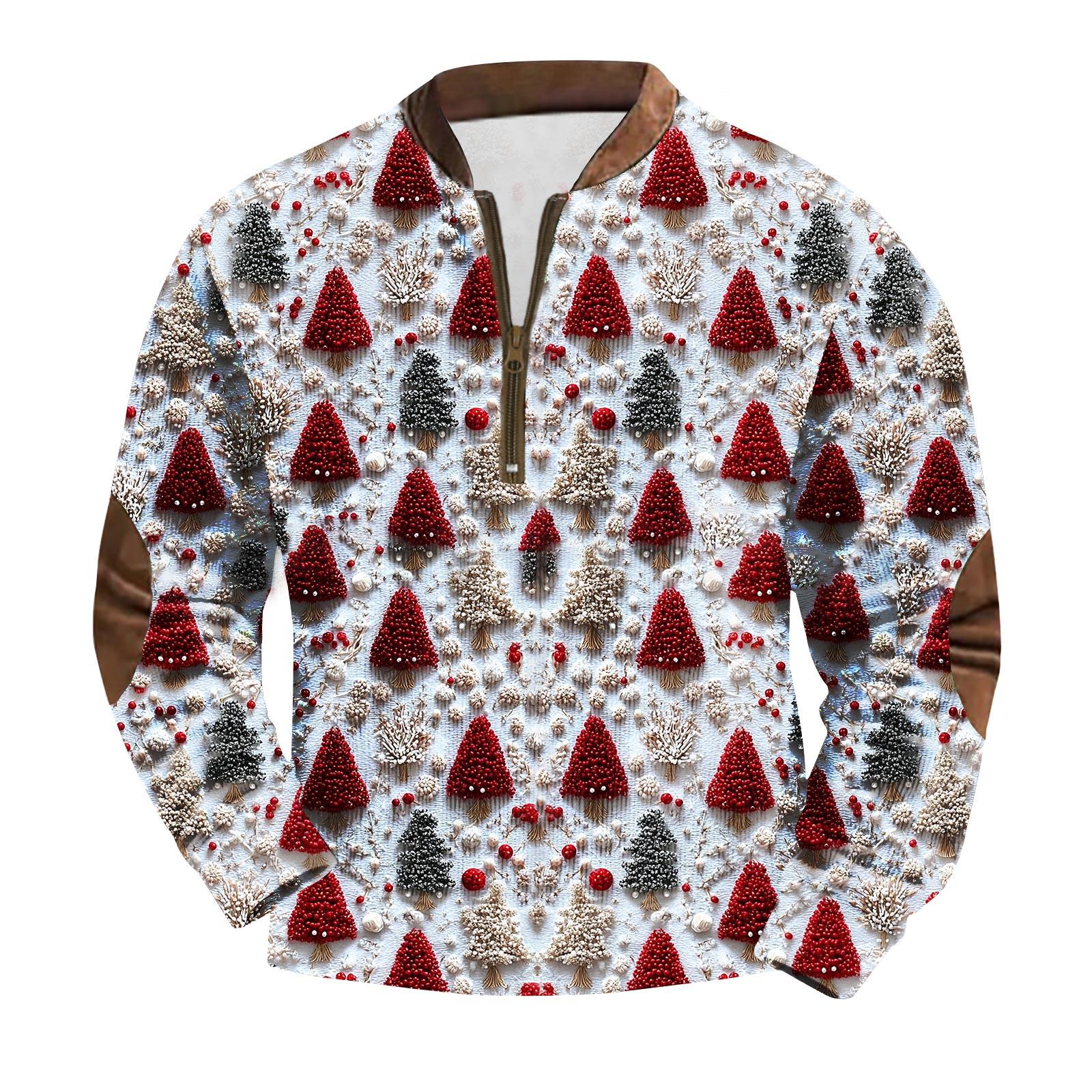 

Мужская модная вельветовая рубашка на молнии с рождественским принтом S красный
