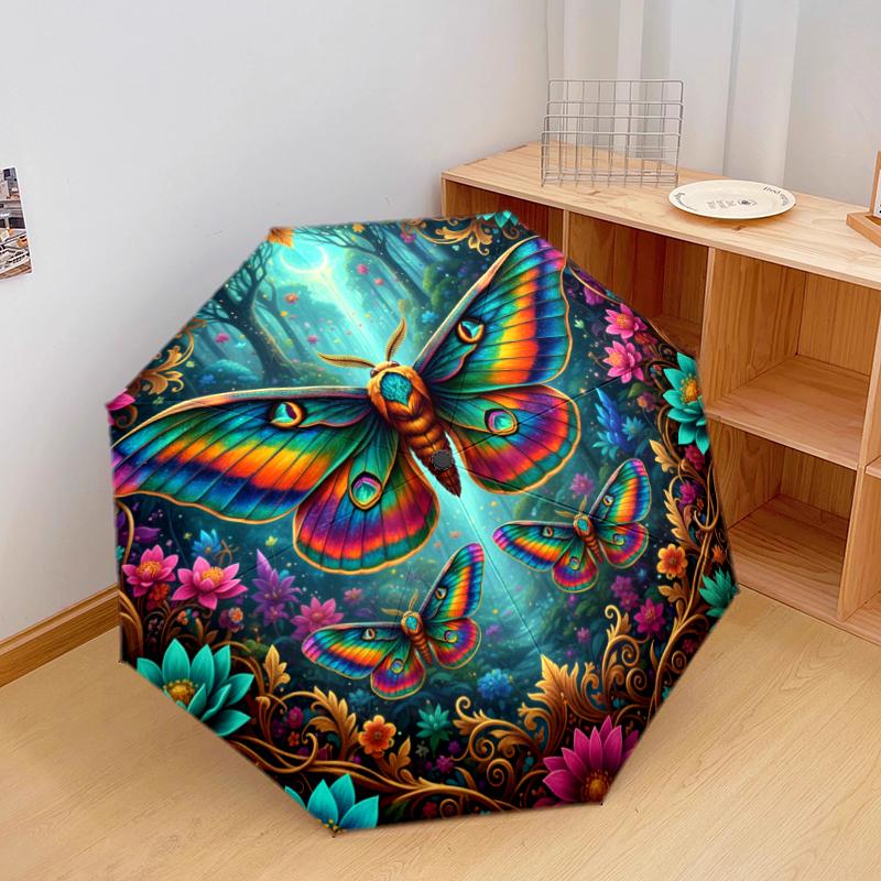 1 PC Automatic Folding Umbrella - 3D Butterfly Pattern, Portable & Foldable Design with 8 Ribs, Christmas Birthday Gifts