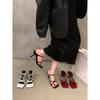 French temperament thin heel cool slippers fairy shoes 2025 new summer fashion black high heel sandals