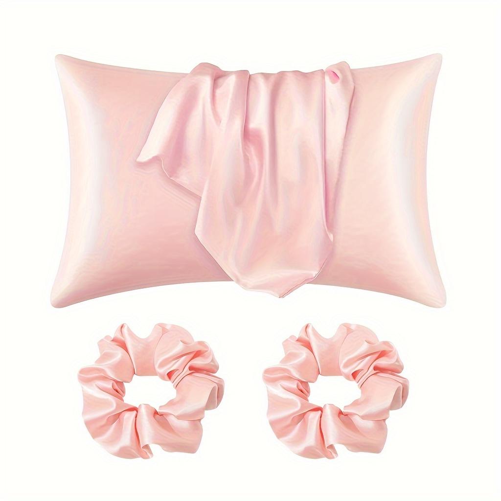 4-Piece Hair Care Set: 2 Silky Pillowcases & 2 Polyester Hair Scrunchies