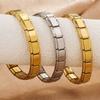 Meier Stainless Steel Italian Modular Bangle - Square Interlocking Stretch Bracelet In Titanium Steel