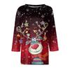 Women's Round Neck Tops Cotton Women's Casual Fashion Floral Print  Long Sleeve O-Neck Pullover Top Blouse
