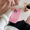For iPhone 16 Pro Max Silicone Case Cute Pink Design Phone Back Cover with Lens Cover Kickstand Mirror
