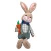 Plush Bunny Desktop Decoration Retro Rustic Style Handmade Easter Bunny Doll with Long Legs Shapable Ears for Table