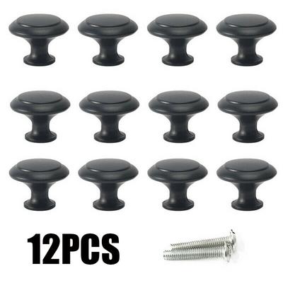 12Pcs Silver/Black Door Knobs Cabinet Handles Cupboard Drawer Kitchen Stainless Steel DIY Pull Handles Furniture Hardware