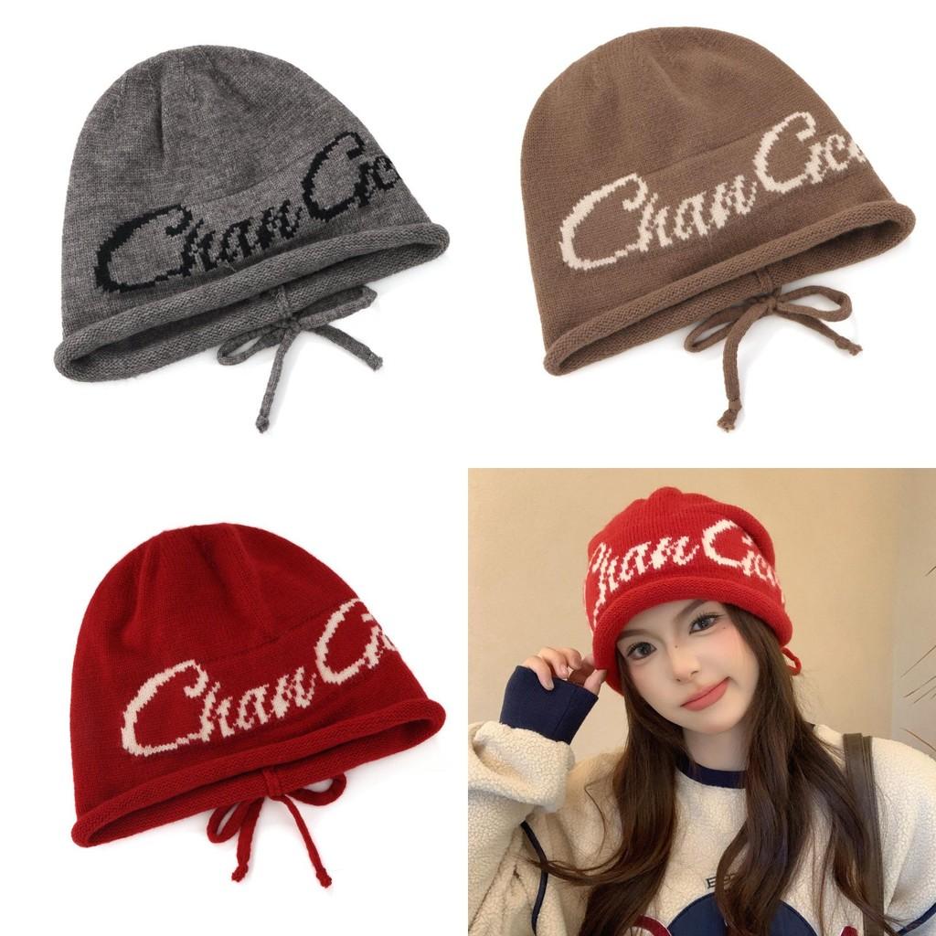 Womens Acrylic Letter Beanie Knitted Cap With Thermal Insulation And Casual Style For Autumn And Winter Seasons