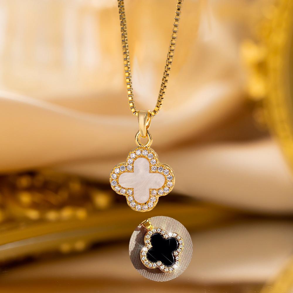 Elegant Luxury Full Zircon Copper Micro Inlaid Necklace Women Simple Exquisite Collarbone Chain Necklace