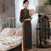 Qipao Spring and Autumn Chinese Style Vintage Print Slim High End Improved Cheongsam Dress for Women