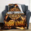 1pc HarleyDavidson Blanket with Custom Name, Gift, for Men and Women, Soft Blanket, Good for Sofa Bed Couch Travel, Lightweight Flannel Blanket