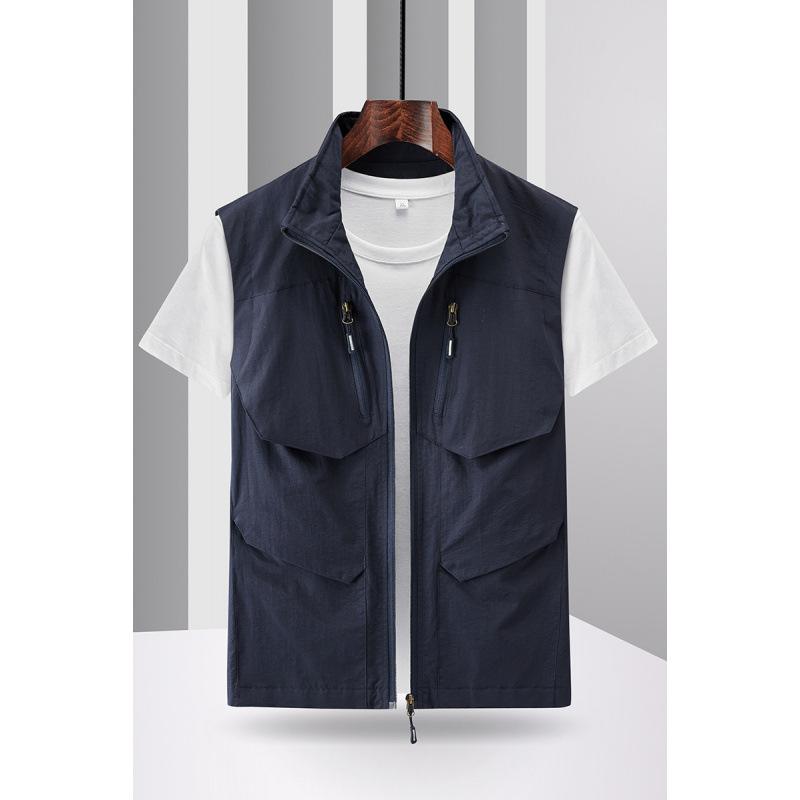 Vest Outer Wear Men's Vest Sleeveless Sports Loose Breathable Vest Multi-bag Quick-drying Casual Vest