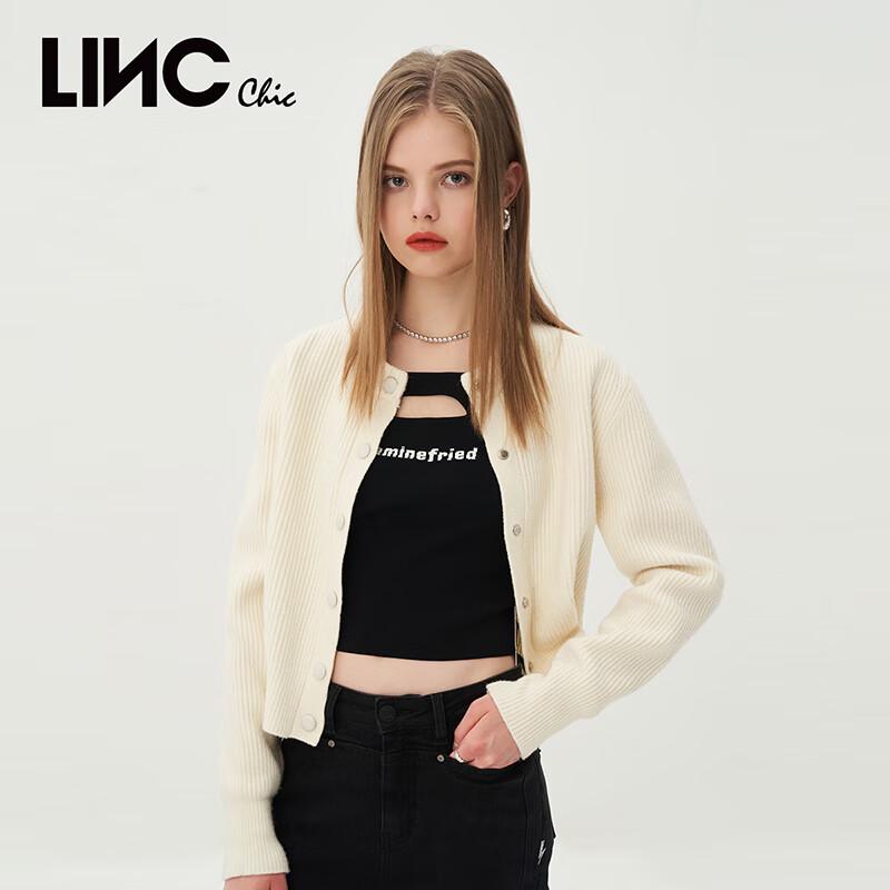 Jin Yujie Women's 22% Wool Blend Round Neck Knit Cardigan