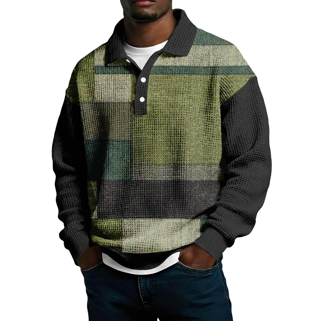 Męska koszula codzienna o luźnym kroju, zapinana na guziki, z kołnierzykiem i długim rękawem