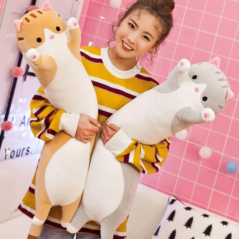 50-130Cm Long Cat Plush Toys Cute Animal Cat Creative Long Soft Toys Office Break Nap Sleeping Pillow Stuffed Gift Doll For Kids