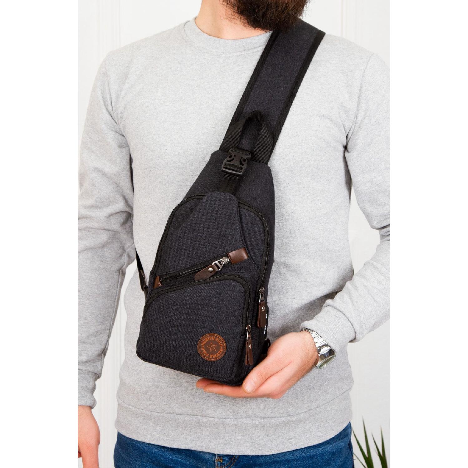 

Холщовая унисекс черная сумка через плечо и пояс Повседневная дорожная сумка (размер30-en18) чёрный