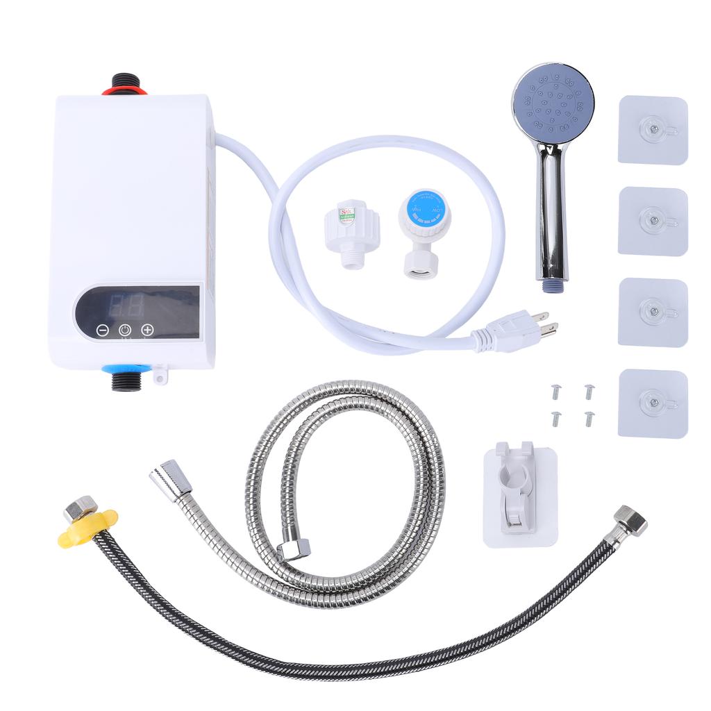 Tankless Water Heater, 3500W Electric Water Heater with LED Touchscreen and Shower Kit, Compact Digital Temperature