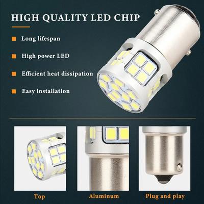 2PCS P21W 1156 BA15S 1157 BAY15D 3030chip 30SMD LED Bulbs Turn Signal Light 12V White Car Reverse Backup Parking Brake Lamp DRL