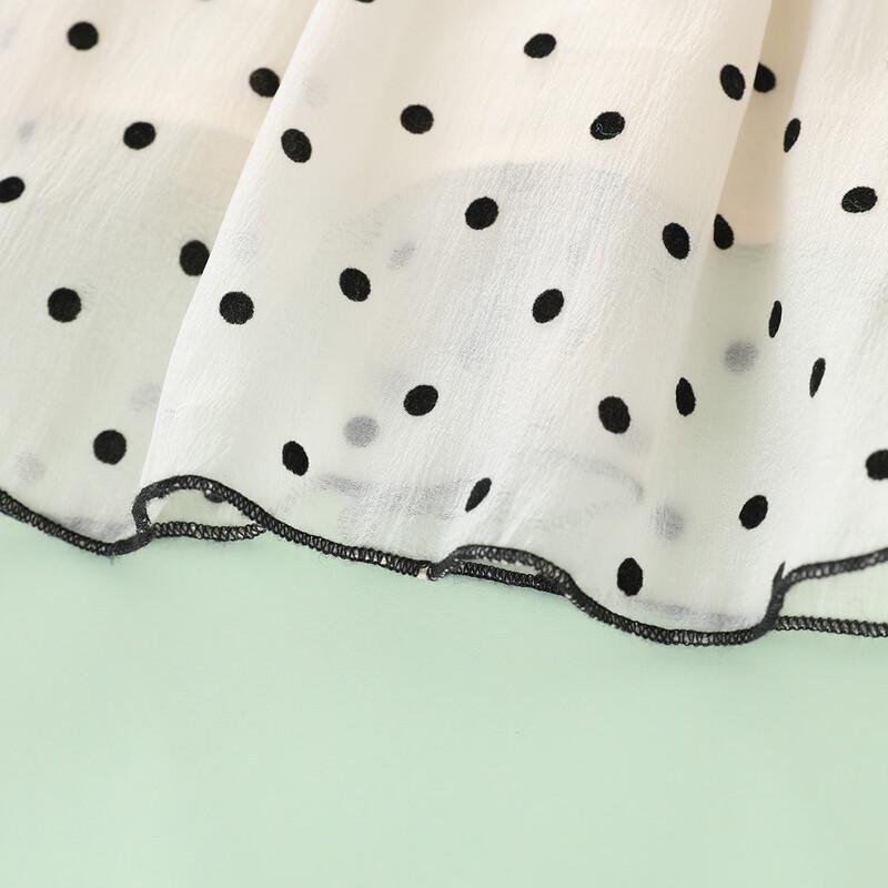 Montagut Kids Girls' French Square Neck Polka Dot Vest Dress