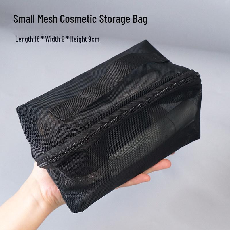 

Large Capacity Cosmetics Storage Bag with Sections – Portable Travel Mesh Bag for Makeup Brushes & Toiletries