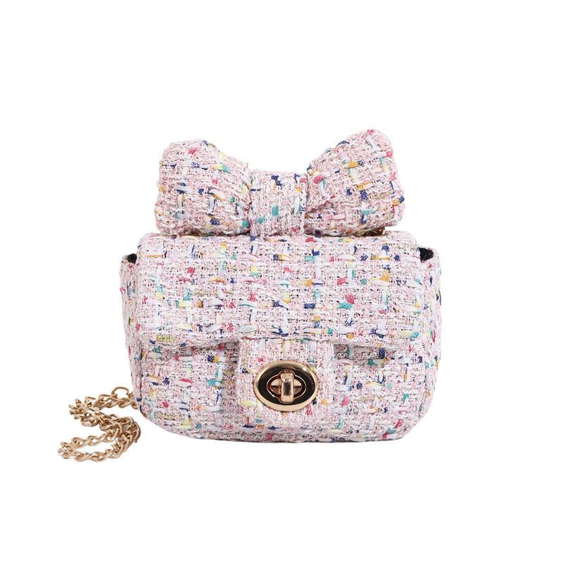 Street Style Knitted Lock Buckle Small Bag With Chain Shoulder Strap 2024 розовый