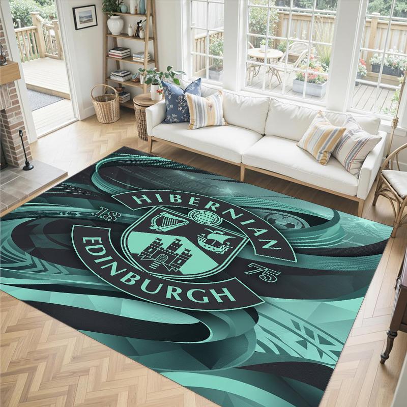 Hibernian FC Design Crystal Velvet Carpet Cozy Non?Slip Printed Rug For Bedroom Living Room Entrance