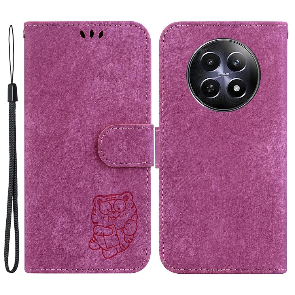 Pro Realme 12 5G/12x 5G Peněženkové pouzdro Roztomilý tygří vzor Kožený kryt se stojánkem na telefon