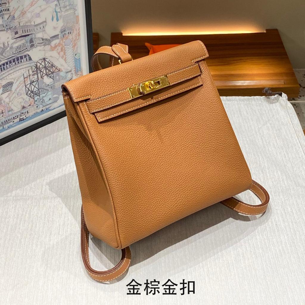 New In Autumn and Winter, Backpack First Layer TOGO Cowhide Lychee Pattern Kelli Bag Fashionable Versatile Women's Bag