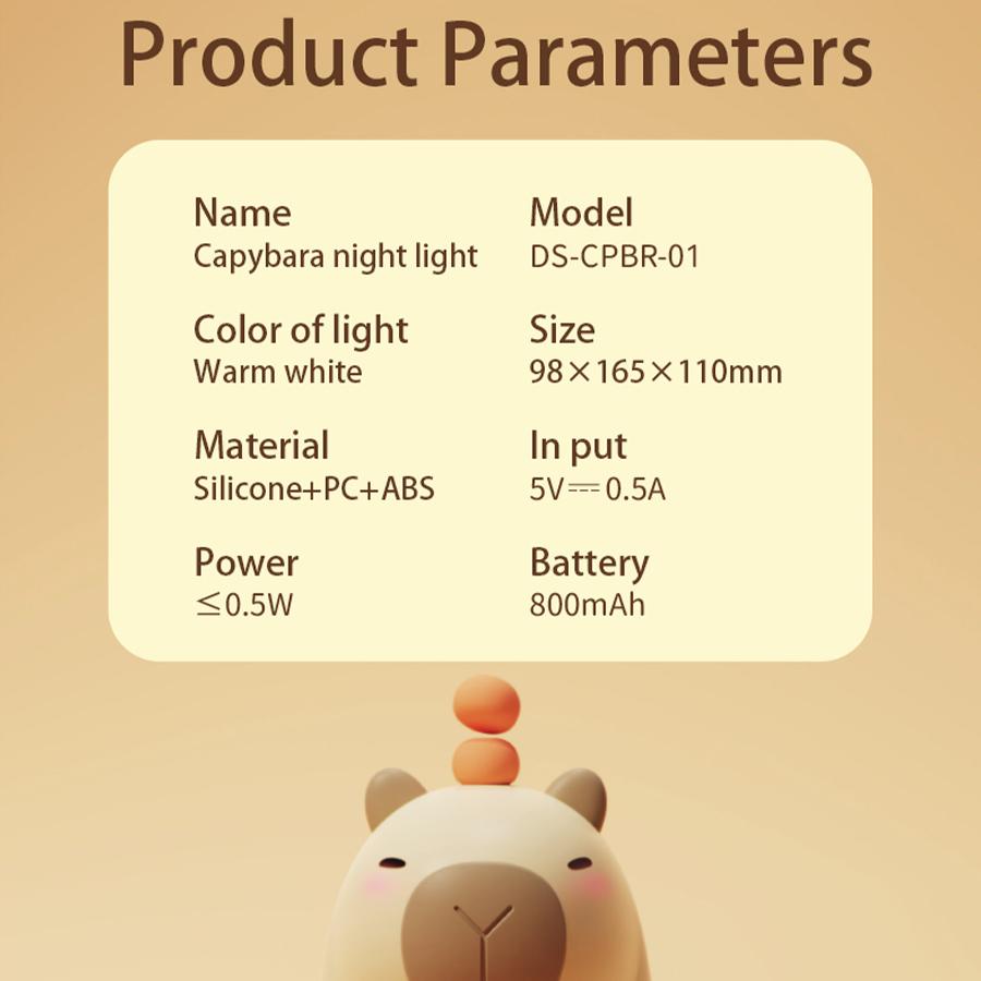 Cute Cartoon Capybara Silicone Night Light Timing Dimming Sleep Night Lamp USB Rechargeable for Children Bedside Birthday Gift
