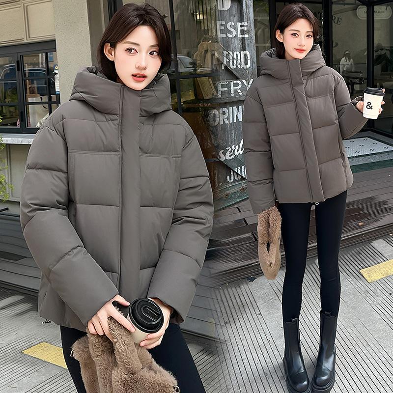 Small short cotton clothes women's fashion hooded thickened design autumn and winter candy color bread clothes jacket