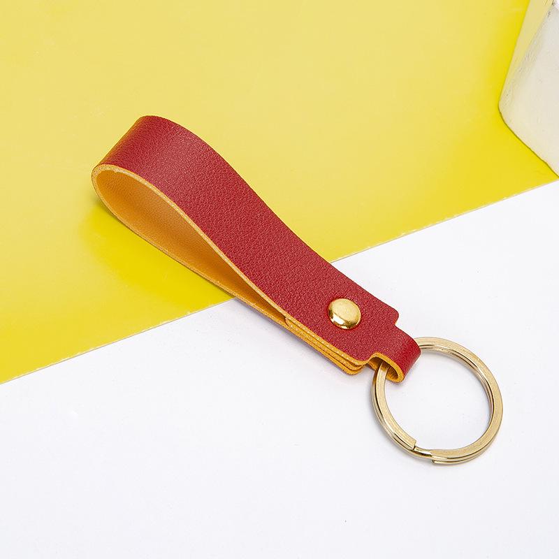 Nordic Two-Color PU Leather Keychain: Creative Macaron Keyring & Bag Pendant