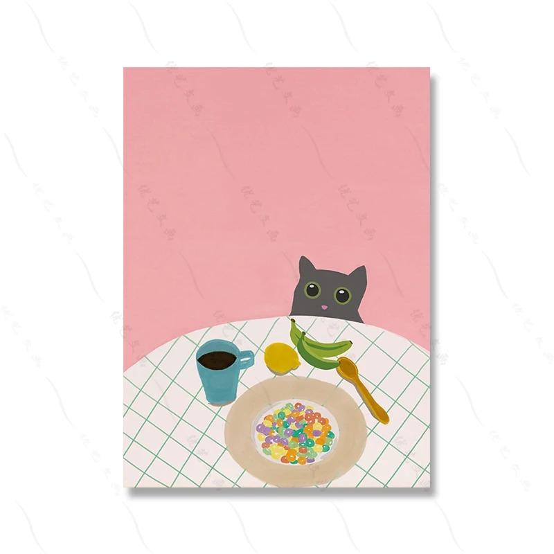

Korean Food Street Kimchee Poster Print Modern Black Cat Picnic Kitchen Wall Art Canvas Painting Decor Home Easter Kidroom 21cm×30cm NoFrame