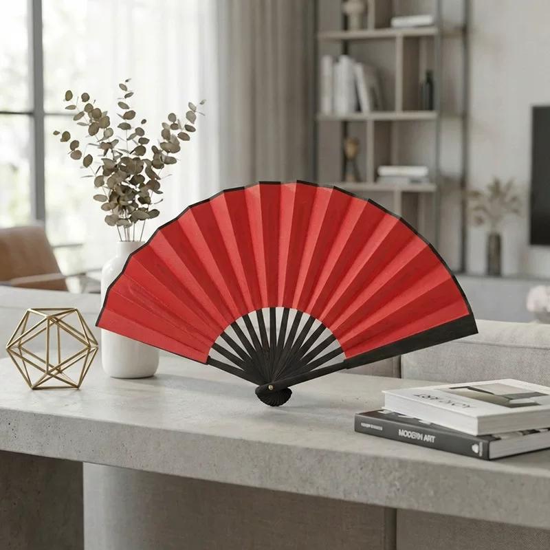Folding Fan Chinese Style Summer 10inch Ancient Style Fan Men's Silk Cloth 2026 New Model Summer Bamboo Fan Hanfu Portable Fan