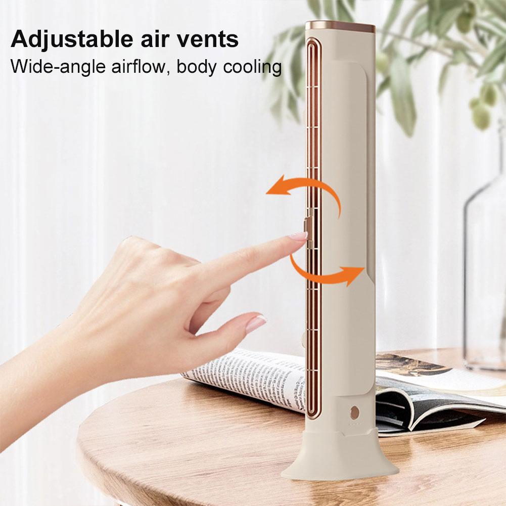 Bladeless Fan Space-Saving Air Condition Fan 3 Speed Quiet Desktop Cooling Fan Adjustable Vents Oscillating Fan for Bedroom Home