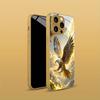 Cool Golden Eagle Pattern Gold Metallic Paint Glass Phone Case For iPhone 17 16 15 14 13 12 11 Pro Max 15 Plus 17 Air 16E Cover
